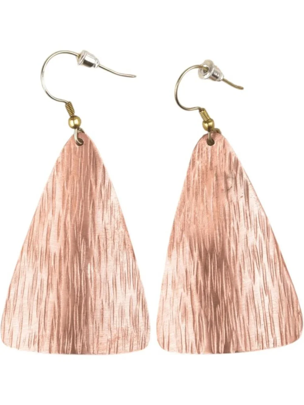 Rustic Hammered Copper Teardrop Dangle Earrings - Bohemian Vintage Style Jewelry